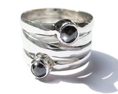Sterling Silver 925 Black Diamond Engagement Wedding Band Bands Ring Rings Jewelry Jewellery SSR-507
