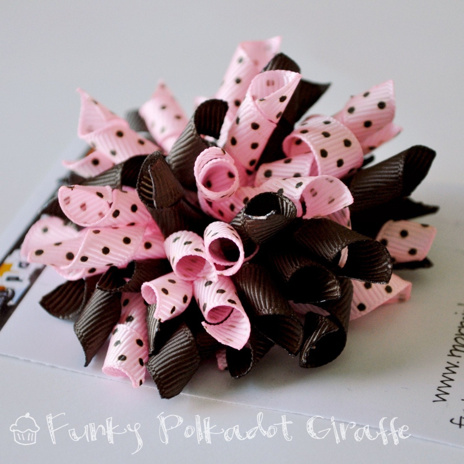 Pink and Brown Strawberry Chocolate Korker Bow