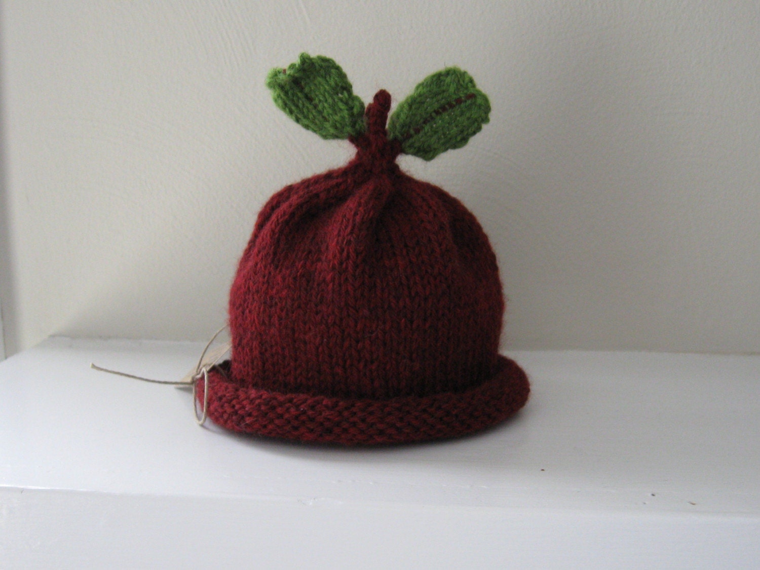 Beet Hat - Red Beet - Autumn - Harvest - Fall - Toddler - Natural - Wool  - 2 - 4 Years - Made-to-order