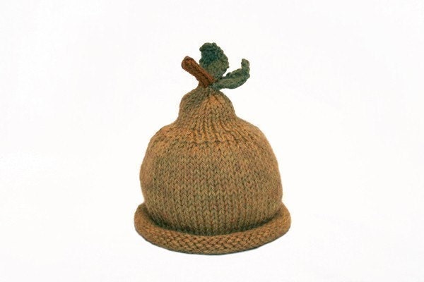 Pear Hat - Baby - Sz 0 - 3 Months - Harvest - Autumn - Farm Fresh - Photography Prop or Everyday Use - In Stock - Ready to Ship
