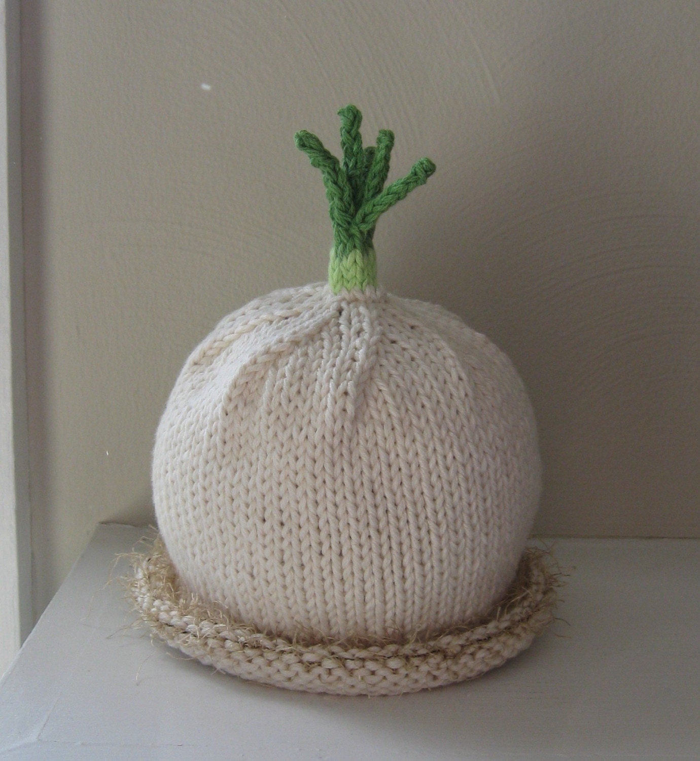 Scallion w/Roots Hat for Babies - Soft Cotton - Garden - Harvest - Photography Prop - 0-3 Months - In Stock - Ready to Ship
