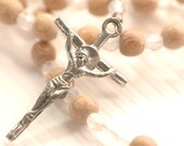 Handmade Petite Genuine Rosewood and Pewter Rosary