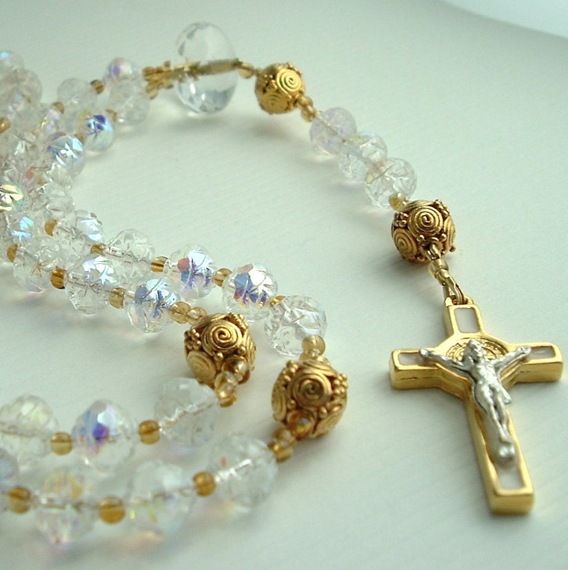 Crystal Rose and Citrine Rosary