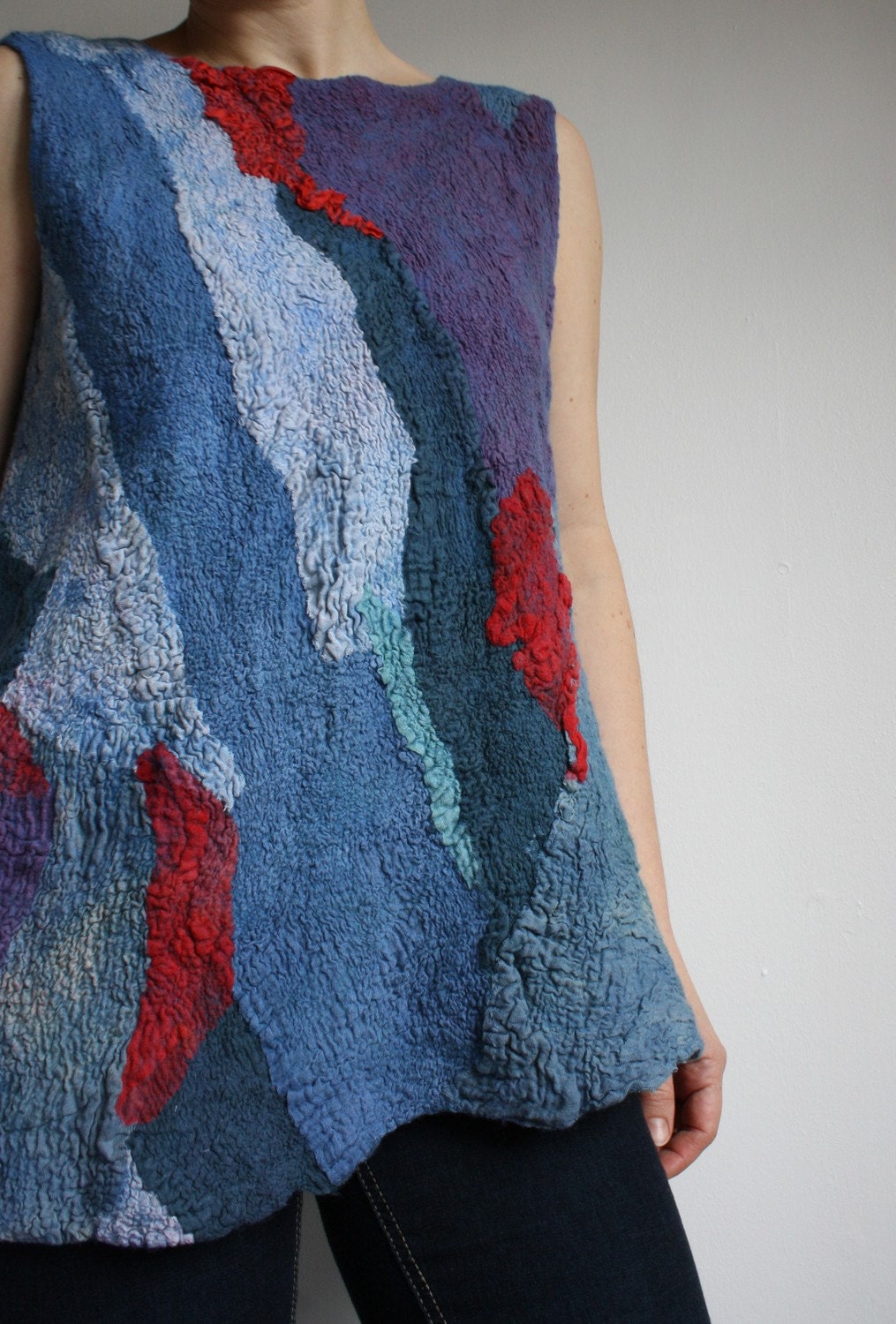 SALE, Nunofelted Tunic, From Rugs to Richies No 4,  merino,cotton, silk tunic, OOAK, size S,M