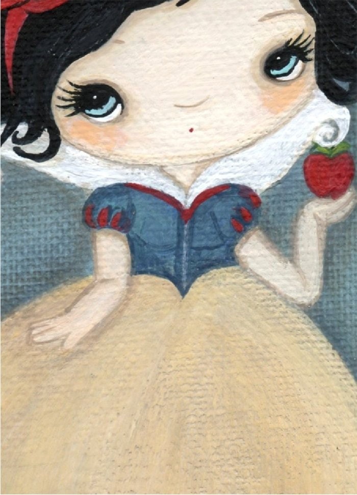 Snow White Art Bird Fairy Tale Print Apple---The Birds Will Take Me Print 5 x 7