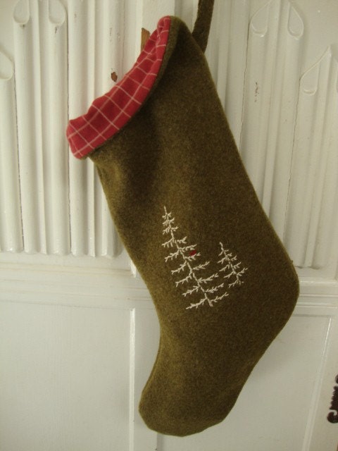 handmade army blanket Christmas stocking