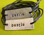 Custom Friendship Bracelets -Set of 3 -Stamped Metal Wrap Bracelets on Cotton Cord