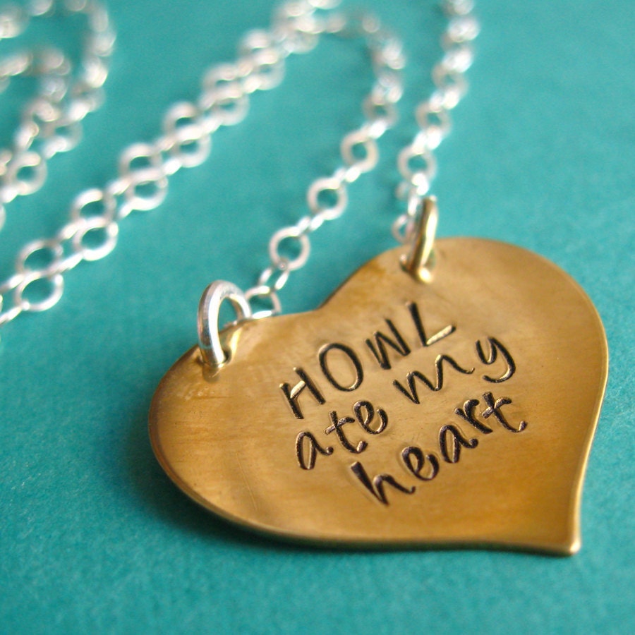 Howl's Moving Castle Necklace - Howl Ate My Heart in brass, nickel silver or copper and sterling silver