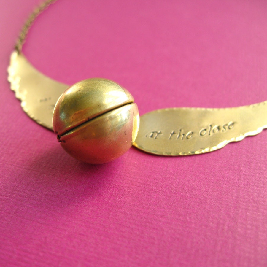 Harry Potter Snitch Necklace Locket Golden Snitch: I open at the close - in brass