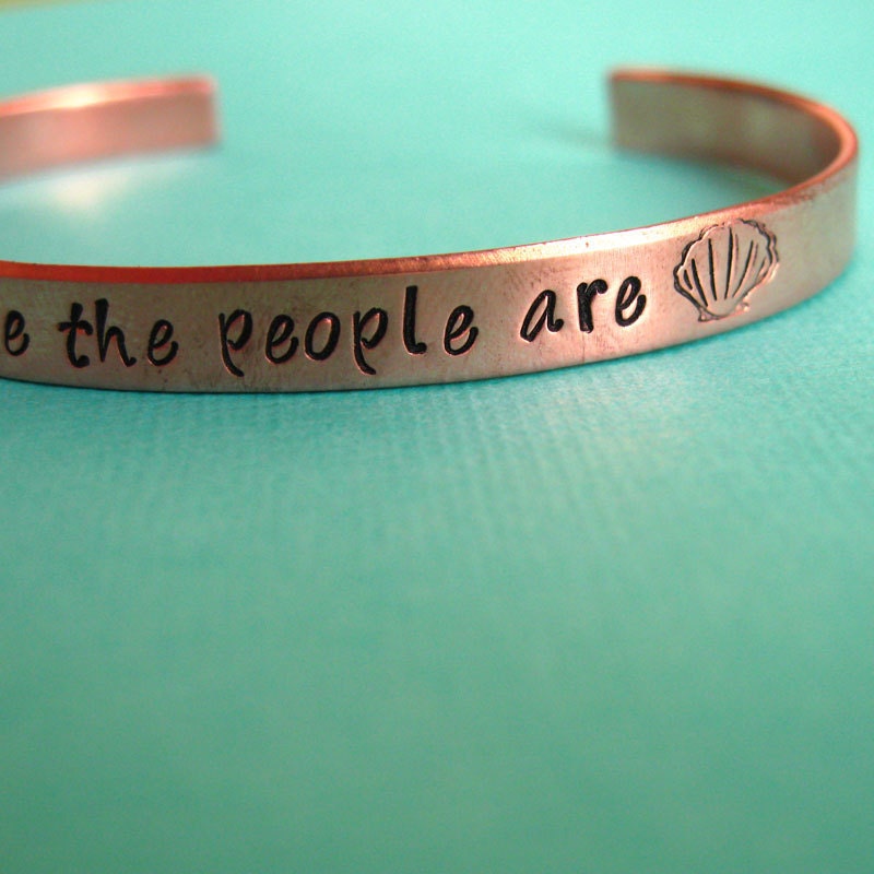 Little Mermaid Bracelet-Where the People Are- Hand Stamped Cuff Bracelet in aluminum, copper or brass