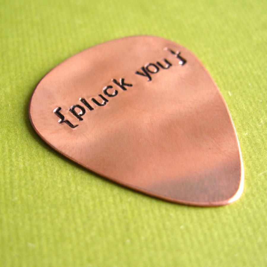 Custom Guitar Pick in Copper -custom stamped