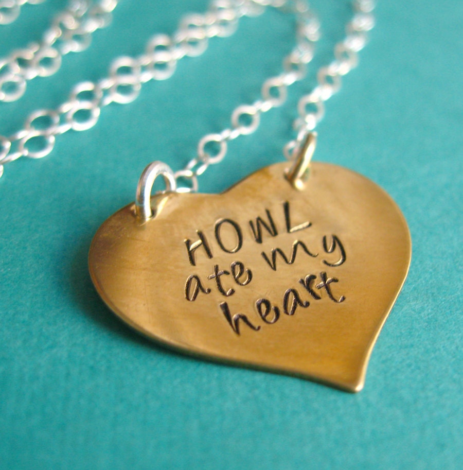 Howl's Moving Castle Necklace - Howl Ate My Heart in brass, nickel silver or copper and sterling silver