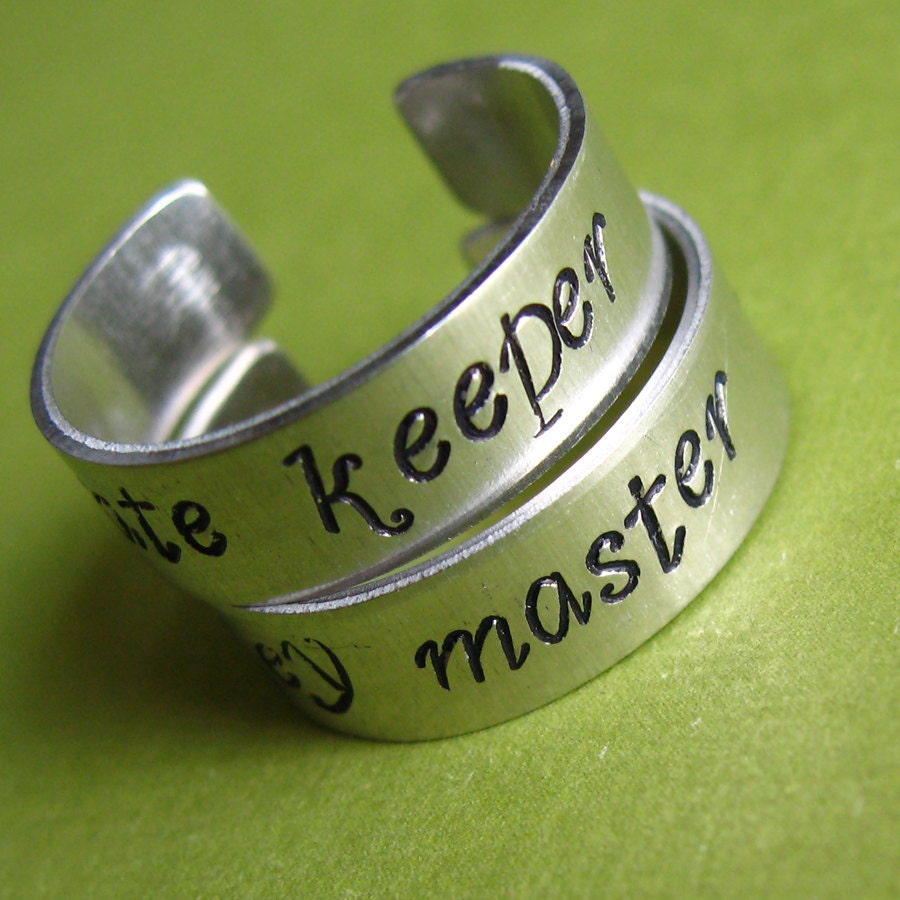 Ghostbusters Rings- Gate Keeper & Key Master - His and Hers - Pair of Adjustable Aluminum Rings