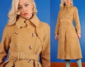Harve Benard Vintage 70s Tan Wool Trench Coat/Jacket M Medium