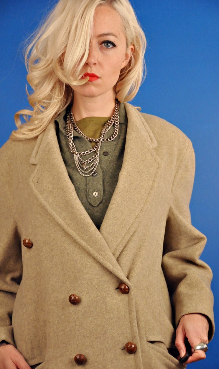 Jil Sander Vintage 80s Oversized Grey Citron Cashmere Blazer/Jacket/Coat XL Extra Large/XXL Extra Extra Large