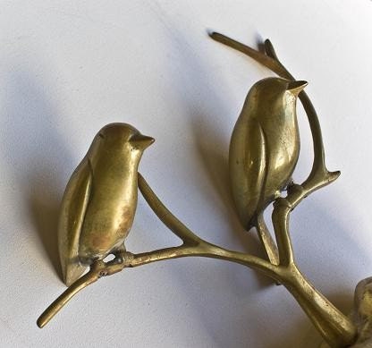 Antique bronze love birds sculpture and jewelry tree