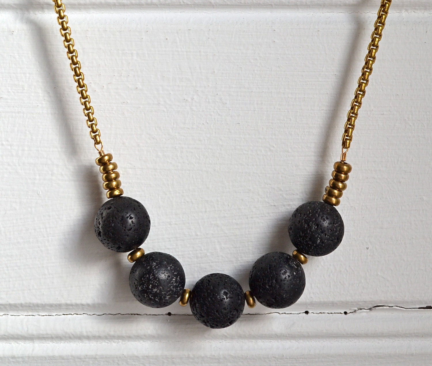 Brass and Lava Bead necklace