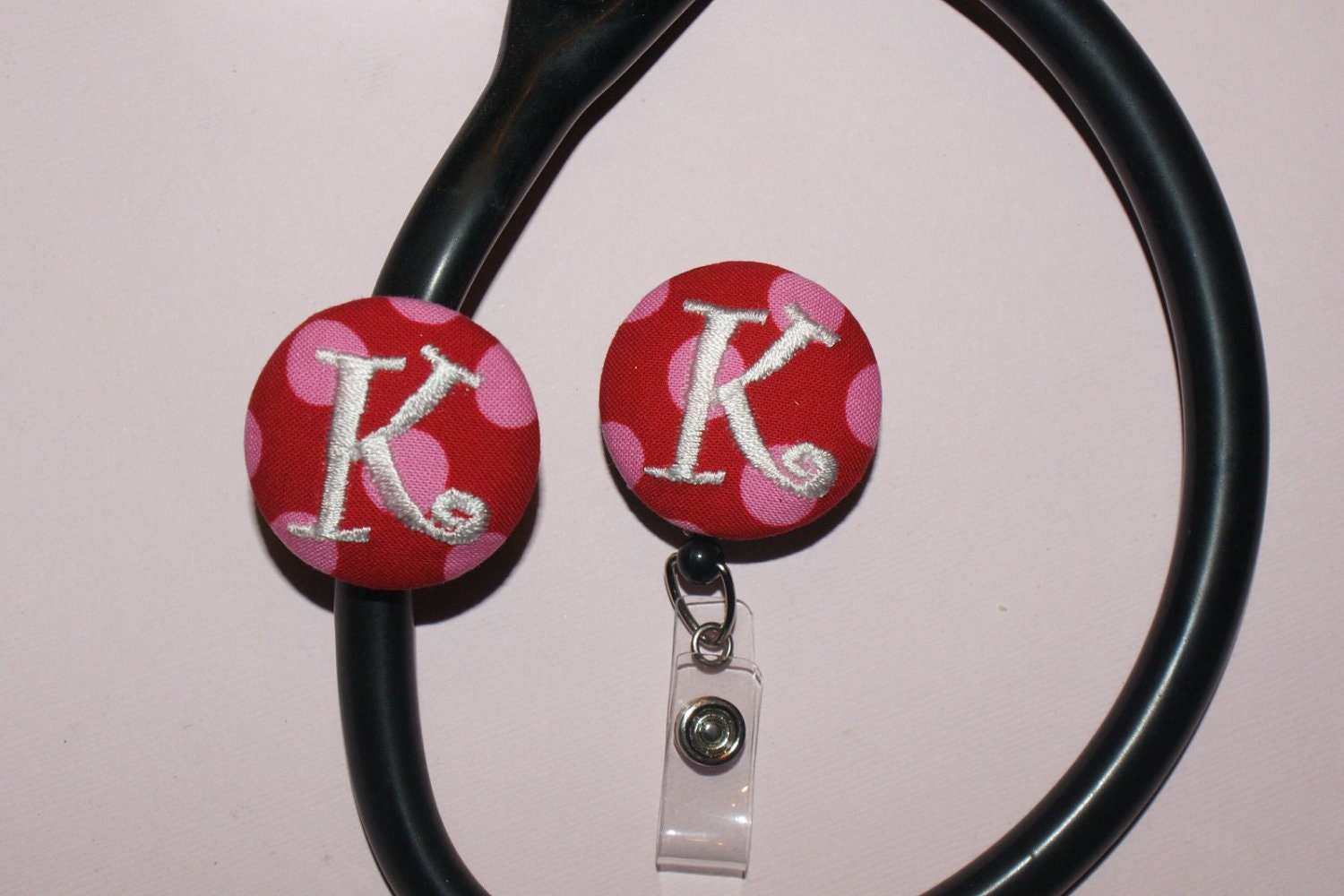 MATCHING SET -- Badge Reel and Stetho Cover -- You Design with fabric--------Set of 2