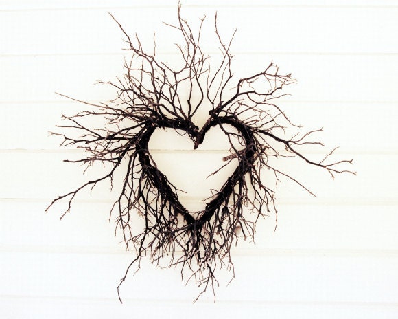 Tree branches love heart - Valentines day - photograph natural rustic wedding marriage white cottage chic Photograph 8x10 Wild Heart