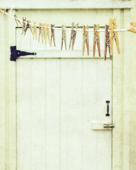 On the line - Fine Art Photography - White Country Rustic Door - Cream beige white wall art farmhouse decor  print -  8x10