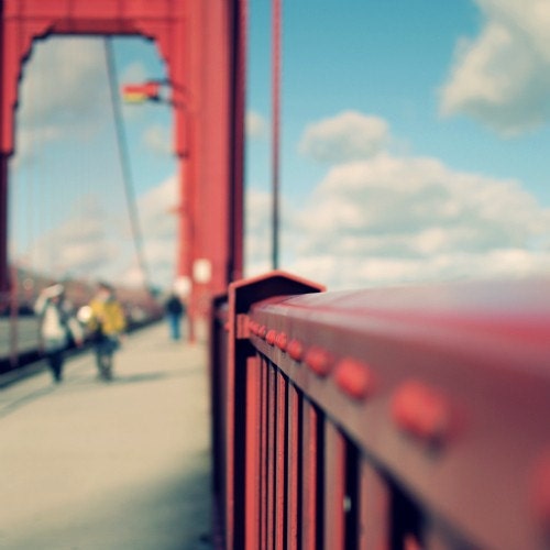 Golden Gate Bridge - San Francisco Photography city photography aqua coral red industrial architecture 8x8 - A Different Perspective