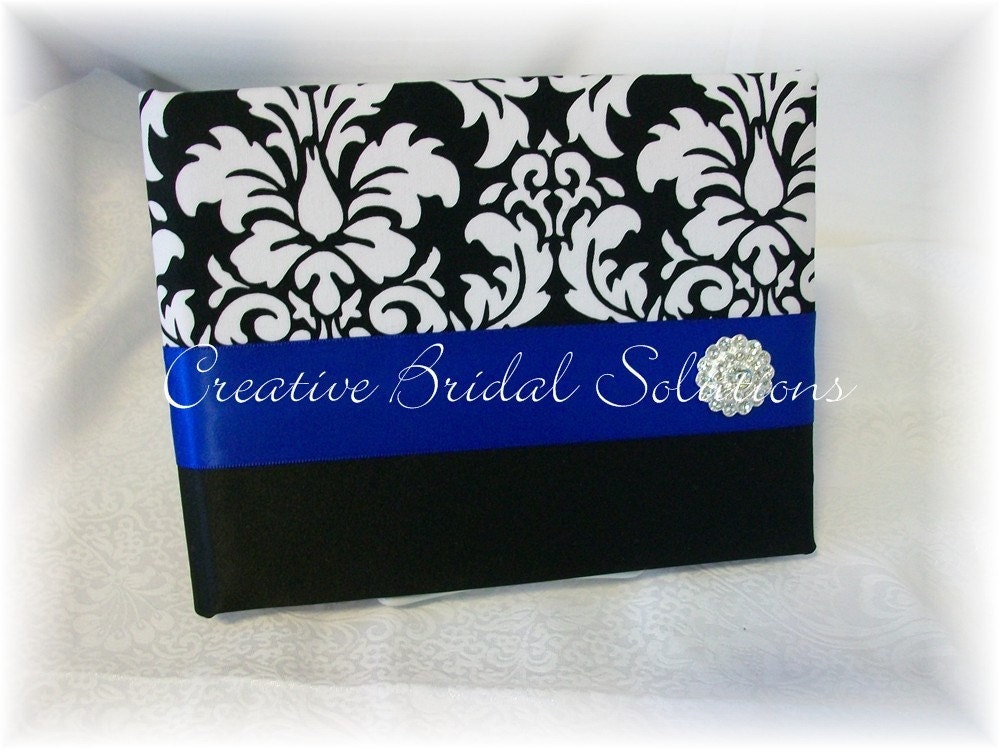 3/4 MM Black and White Dandy Damask with Royal Guest Book