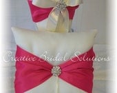 Ivory with Fuchsia/Shocking Pink Flower Girl Basket and Ring Pillow