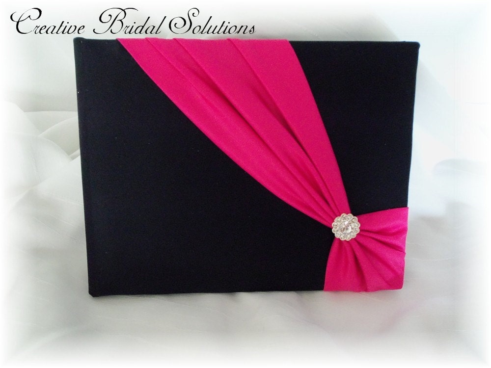 Navy and Shocking Pink Wedding Guest Book- Diagonal