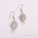Crystal, Silver and Pearl White Beaded Earrings