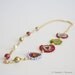 Asymetrical Gold Chain Necklace with Pearls and Colorful Beaded Flowers