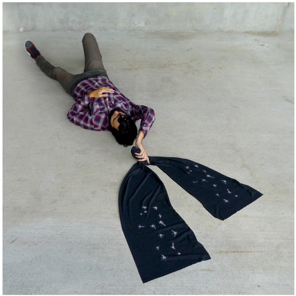 Virgo Rising - jersey scarf - birthday gift - virgo constellation on heather black jersey - unisex scarf - gift for her / gift for him