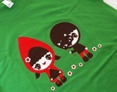Red Riding Hood T-Shirt - Little Red and the Wolf Shirt - Ladies Size Medium