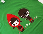 Little Red Riding Hood Shirt - Little Red and Wolf T-Shirt - Ladies Size Medium
