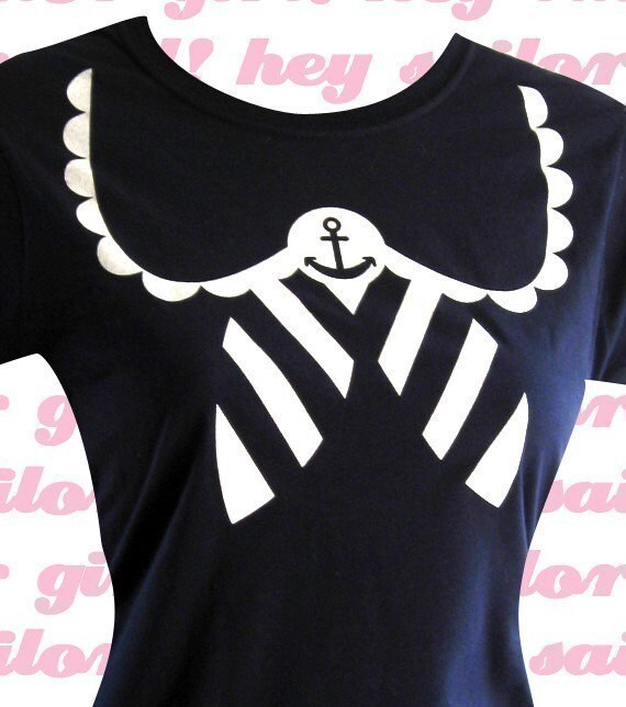 Sailor Shirt - Nautical Anchor NAVY T-Shirt - Choose from S, M, L XL