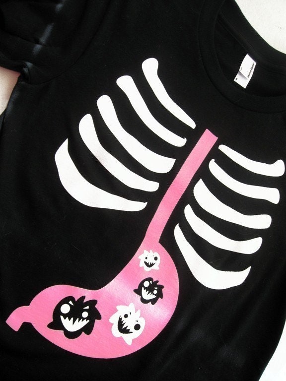 Ribcage T-Shirt - Bad Stomach Monster Shirt - Size 2X Plus