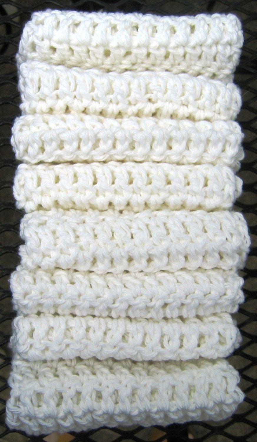 Everyday Crochet Cotton Washcloths or Dishcloths Pure White Set of 8 - Not Your Grandma's Washcloths - Cotton Wash Cloths Dish Cloths