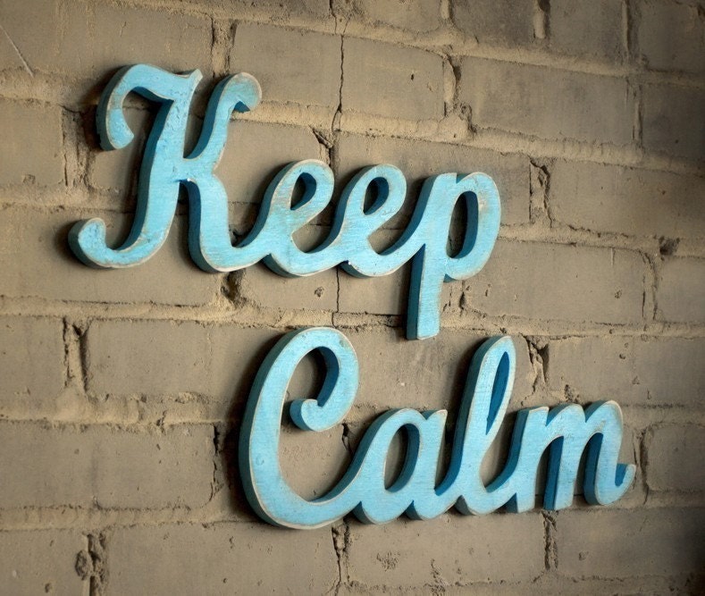 keep calm handmade wood sign - wall decoration for vintage or modern decor