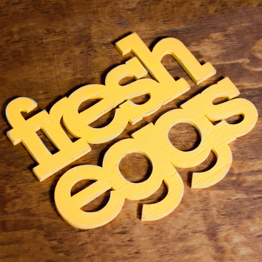 fresh eggs handmade wood sign - wall decoration for vintage or modern kitchen or farmhouse decor