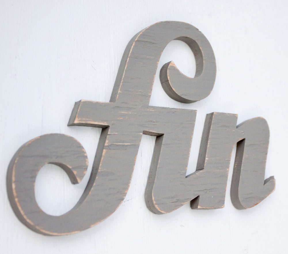fin handmade wood sign - wall decoration for vintage or modern decor