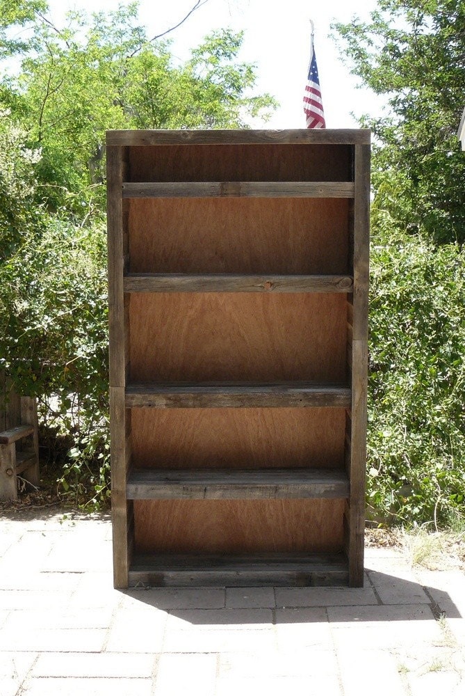 Reclaimed barnwood bookshelf