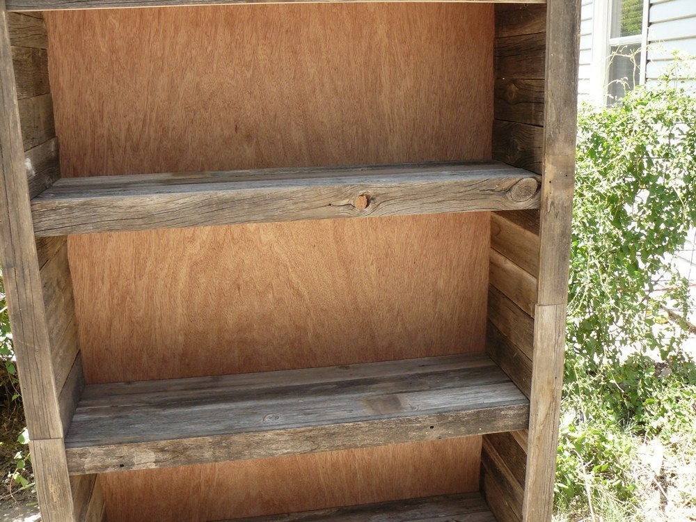 Reclaimed barnwood bookshelf