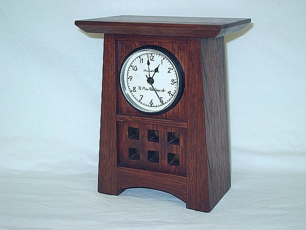 Quarter Sawn White Oak Mission Style Arts and Crafts Mantel / Shelf Clock