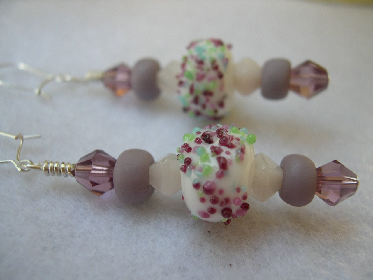 Lampwork Stone and Crystal Earrings