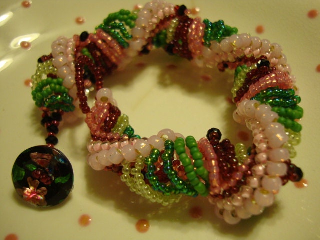 OOAK Watermelon Dutch Spiral Bracelet