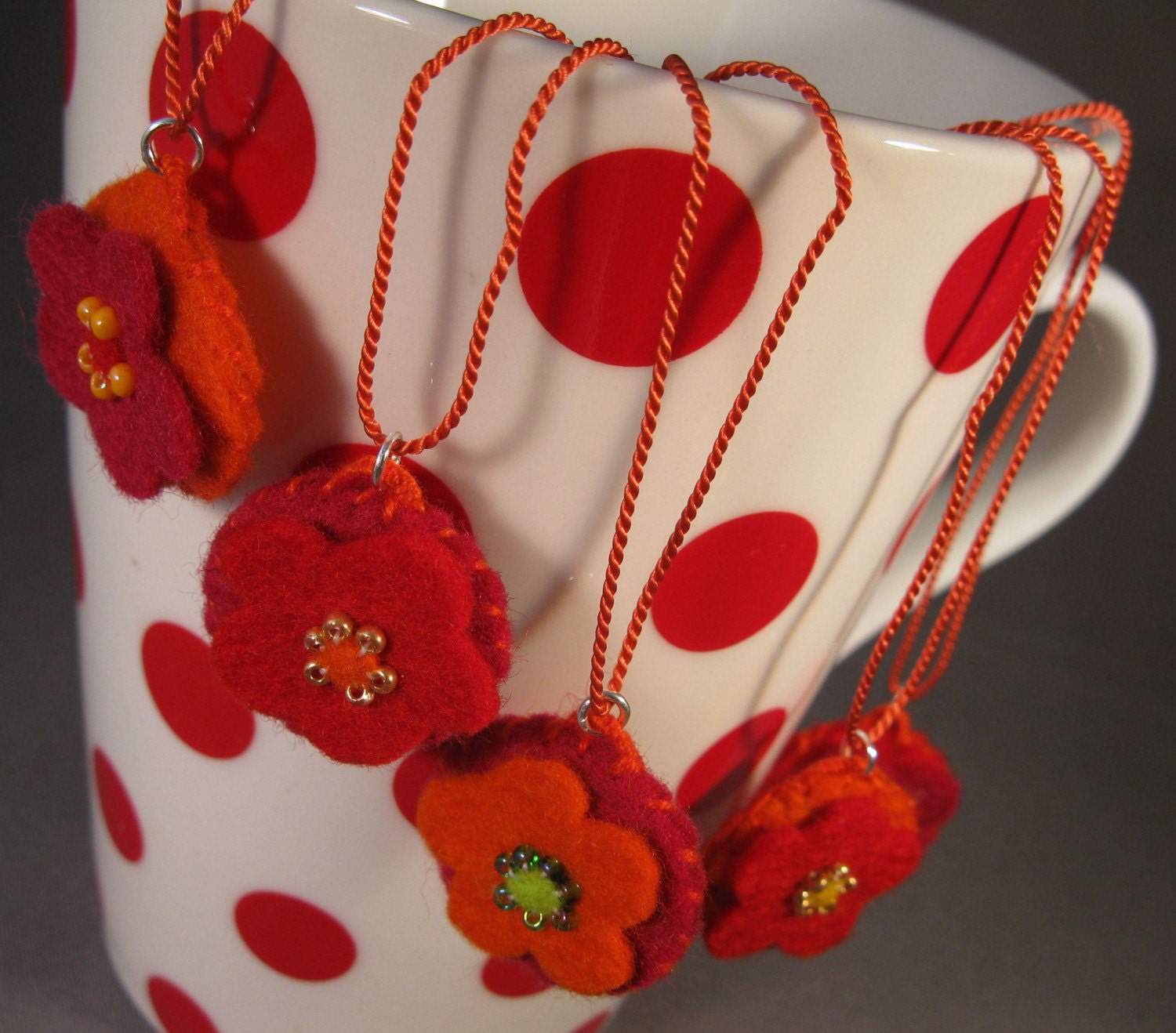 Felt Flower Pendant--Warm Colors