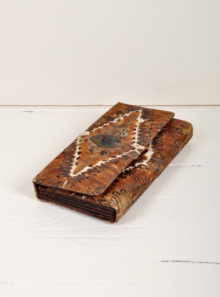 vintage peacock feather clutch