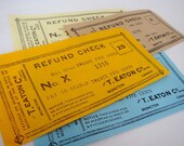 4 Vintage T. Eaton Co. Limited Refund Checks from Moncton, NB, Canada