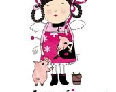 Vegetarian Print, Vegan Print, Love Pigs, A4, Animal Print, Vegan art