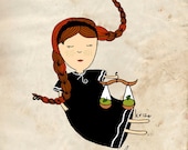 Libra Print. Zodiac Signs. Astrology. Nursery room. Wall art. Girl illustration.