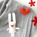 Bunny Brooch - White Bunny Red Heart. White Bunny Brooch.